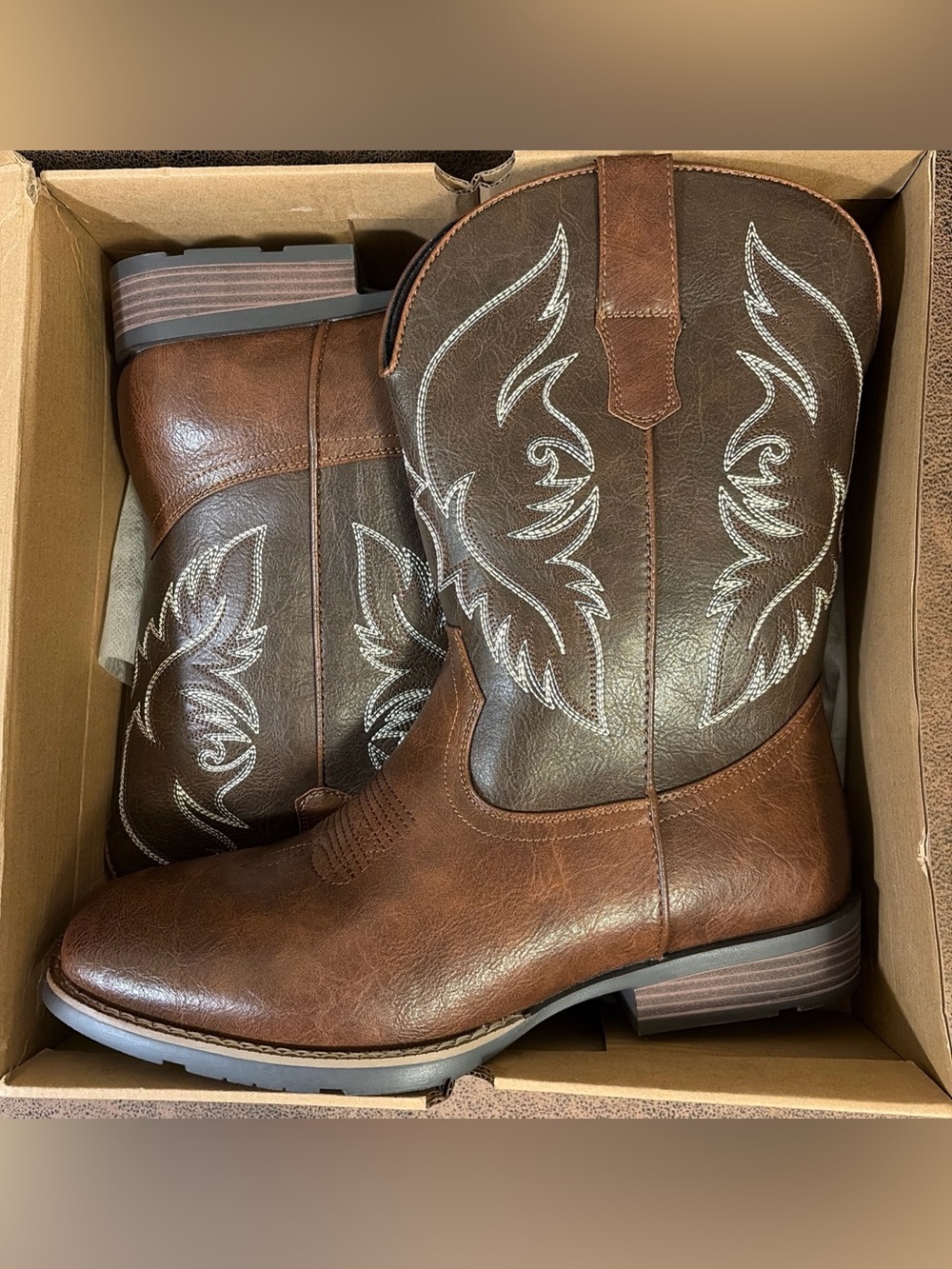 IUV Men's Brown Western Cowboy Boots Size 10.5